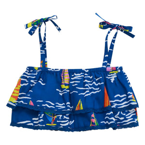 Maison Mangostan - Blue Crop Top Ruffle Sails
