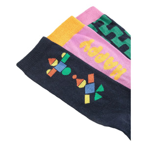 Bobo Choses - 3 Çift Mutlu Organik Pamuklu Çorap Seti - Kadın Koleksiyonu | Yeşil