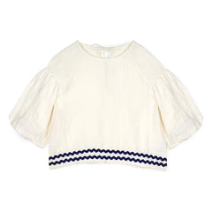 Mipounet - Isaline Linen Blouse, puffed sleeves | Ecru