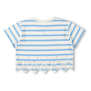 Molo - Rosita Striped Organic Cotton T-Shirt | Light Blue