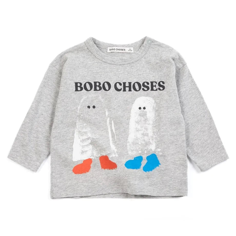 Bobo Choses - Bobo Choses Organic Cotton Baby Ghost T-Shirt | Heather Grey