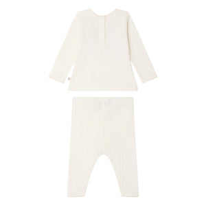 Bonpoint - Leandra Pointelle Organic Cotton T-Shirt and Leggings Set | White