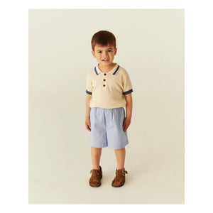 Copenhagen Colors - Fluffy Striped Organic Cotton Polo Shirt | Pale yellow