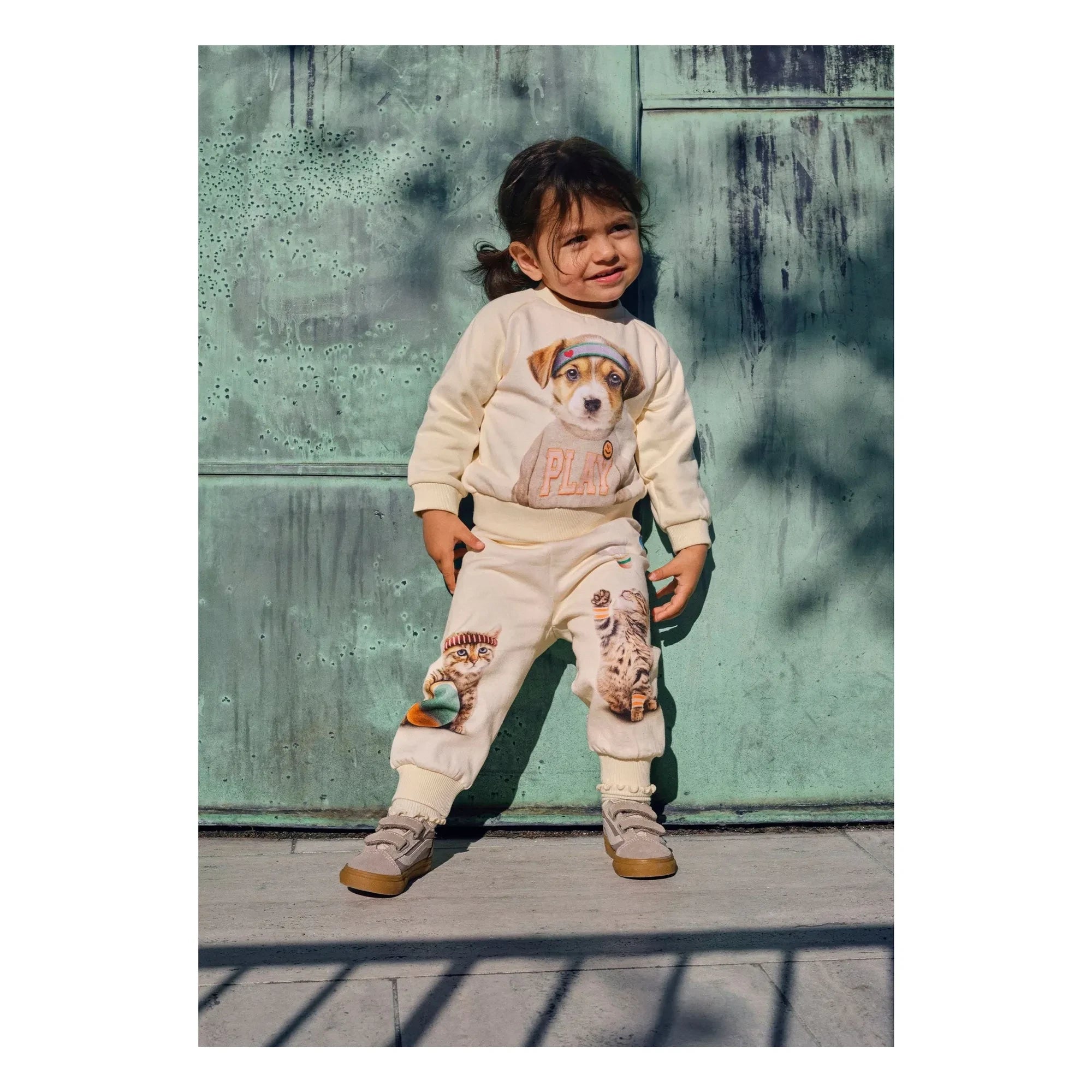Molo - Simeon Cats Organic Cotton Joggers | White