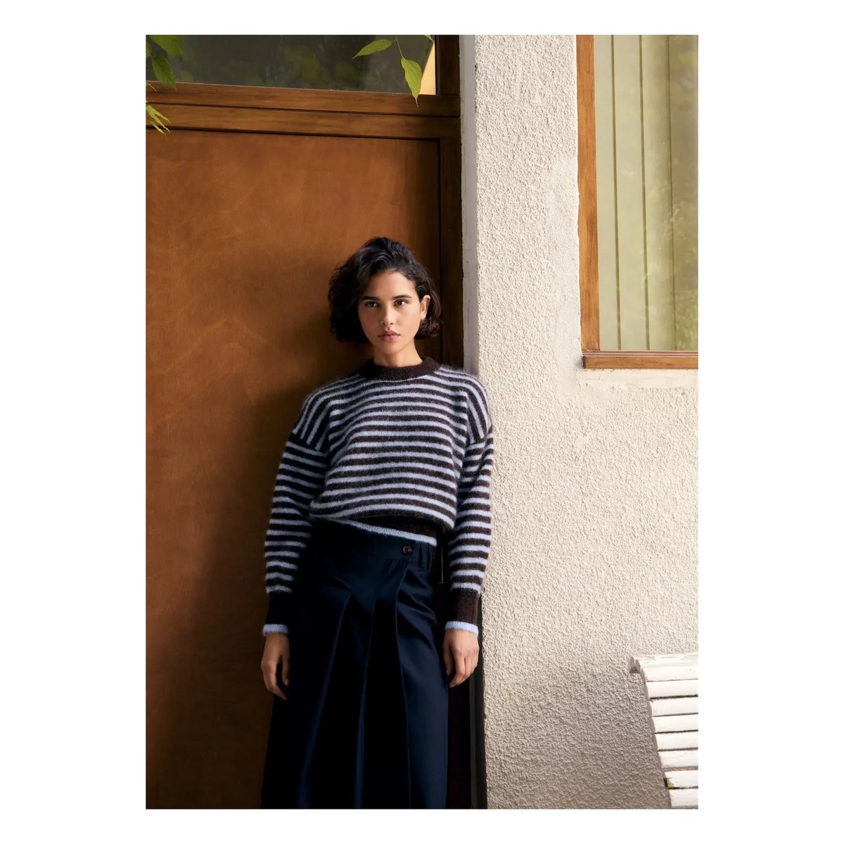 Surprise Paris - Lala Fuzzy Striped Sweater | Chocolate