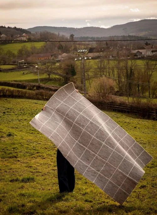 Muskhane - Nuno Checked Felt Blanket | Heather Grey