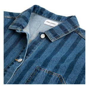 Bobo Choses - Blue Denim Striped Organic Cotton Jacket