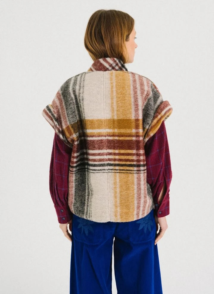 Tinsels - Sleeveless Jacket | Burgundy