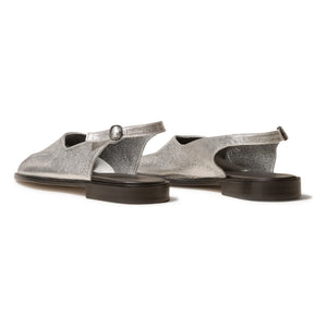 Hereu - Juliol Metallic Ankle Tie Shoes | Silver