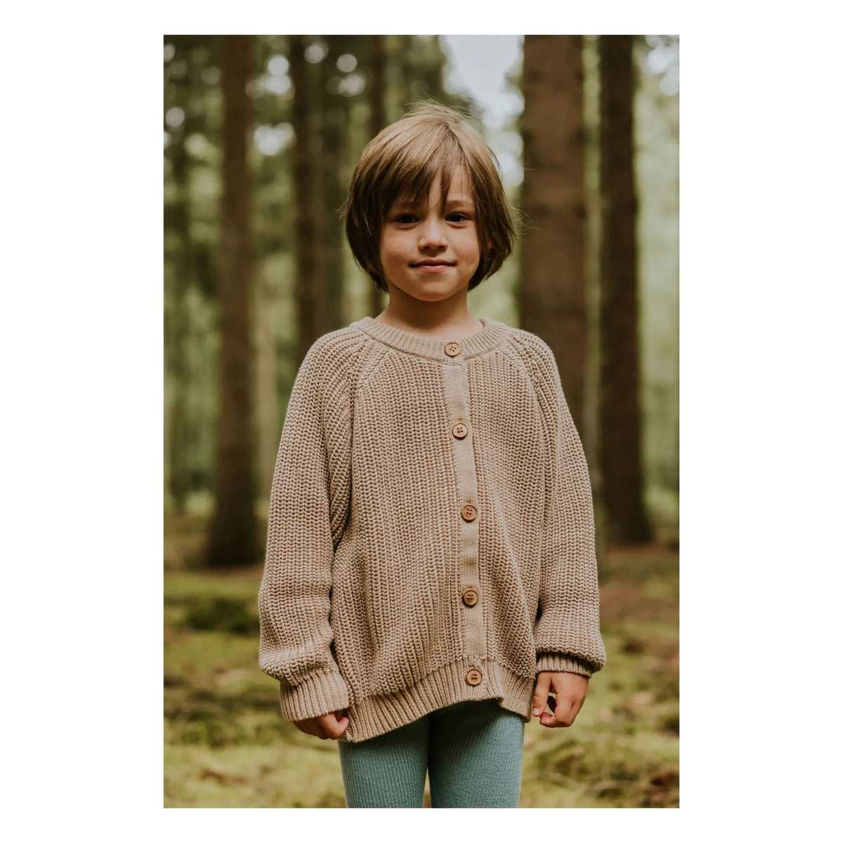 Yuki - Organic Cotton Raglan Cardigan | Beige