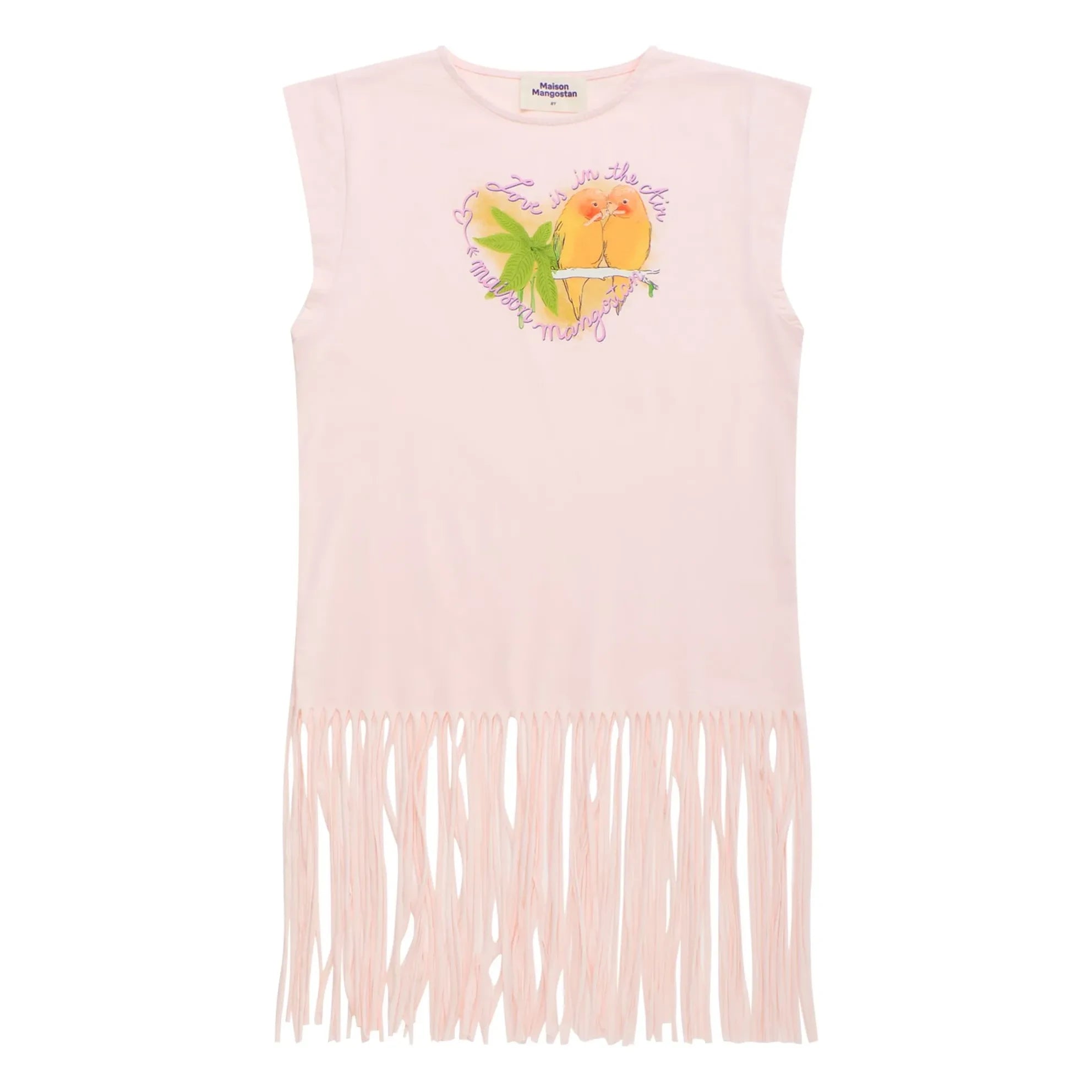 Maison Mangostan - Fringed Bird Dress | Pink