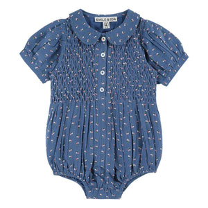 Emile et Ida - Blue Floral Pattern Romper | Blue