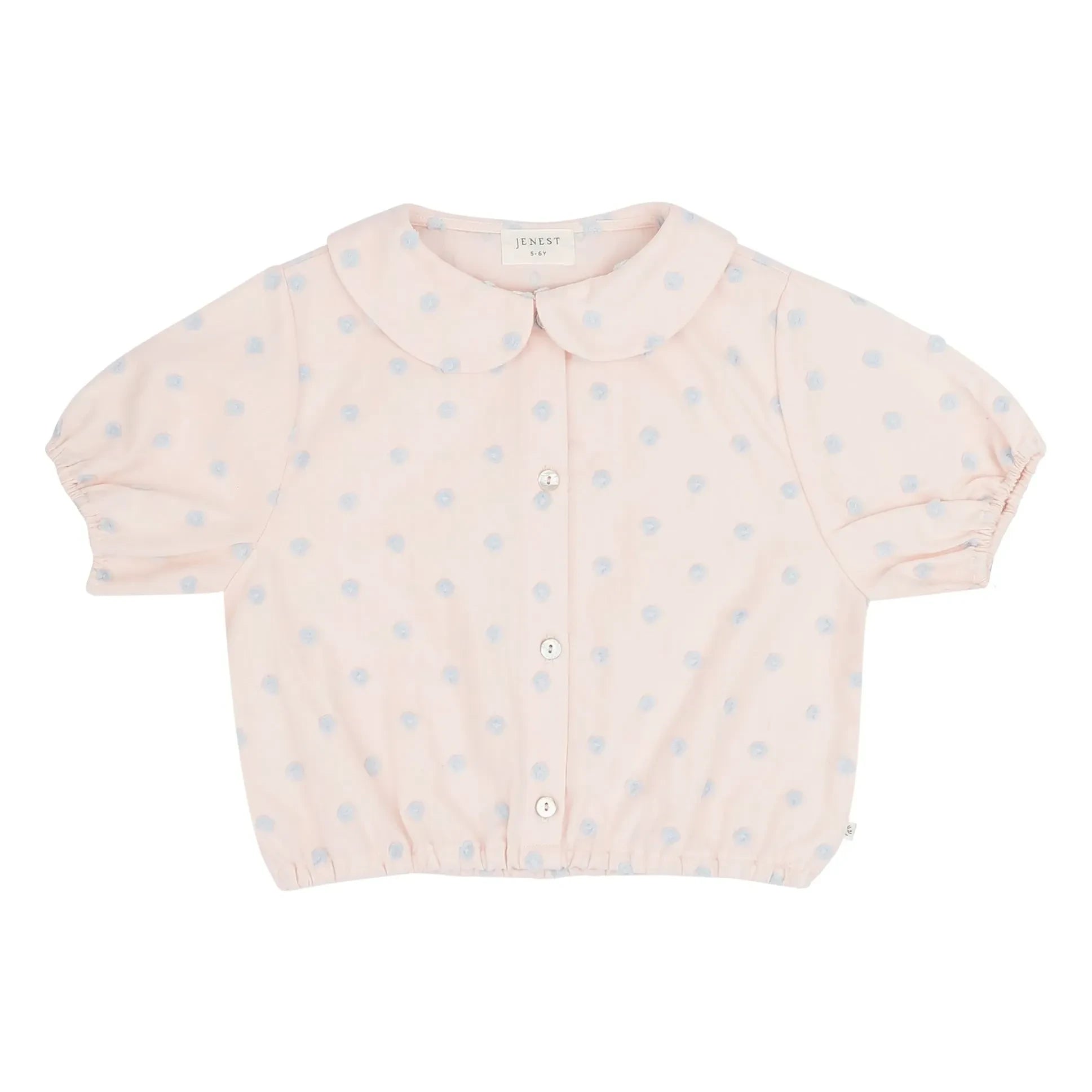 Jenest - Claudine Collar Molly Polka Dot Organic Cotton Blouse | Light Pink