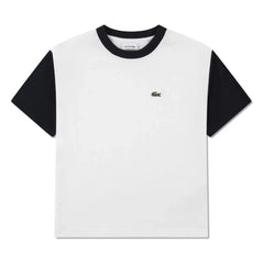 Lacoste - Organic Cotton Logo Contrast Sleeve T-Shirt | Off White
