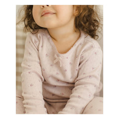 Quincy Mae - Pointelle Organic Cotton T-Shirt and Leggings Set | Lavender