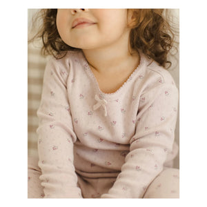 Quincy Mae - Pointelle Organic Cotton T-Shirt and Leggings Set | Lavender