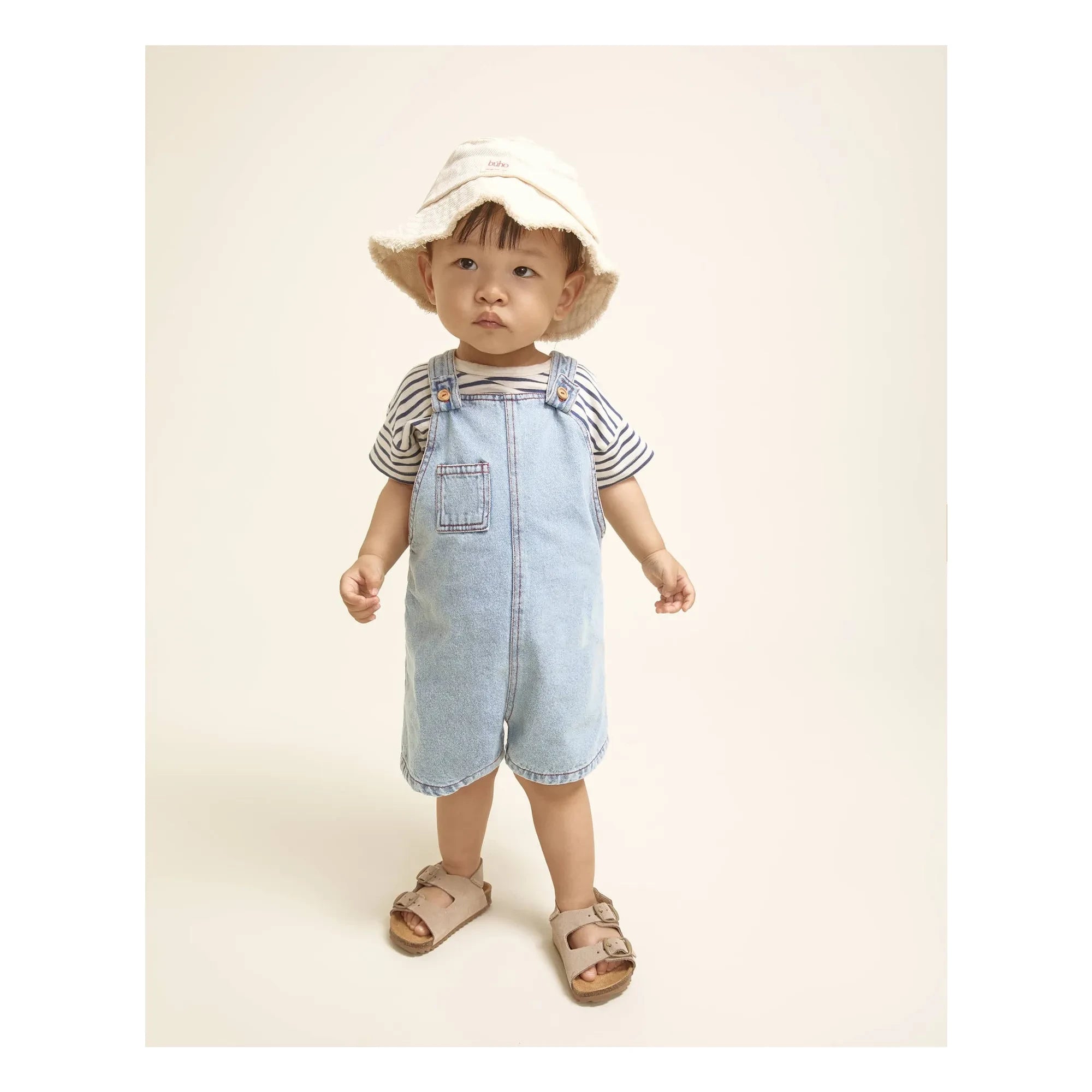 Búho - Striped Gelato Organic Cotton Baby T-Shirt | Navy