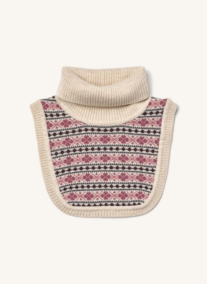 Wheat - Majo Removable Jacquard Collar, Merino Wool | Pink