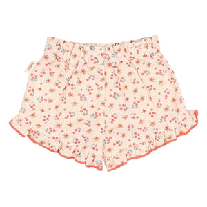 Búho - Peach Seersucker Floral Print Baby Shorts