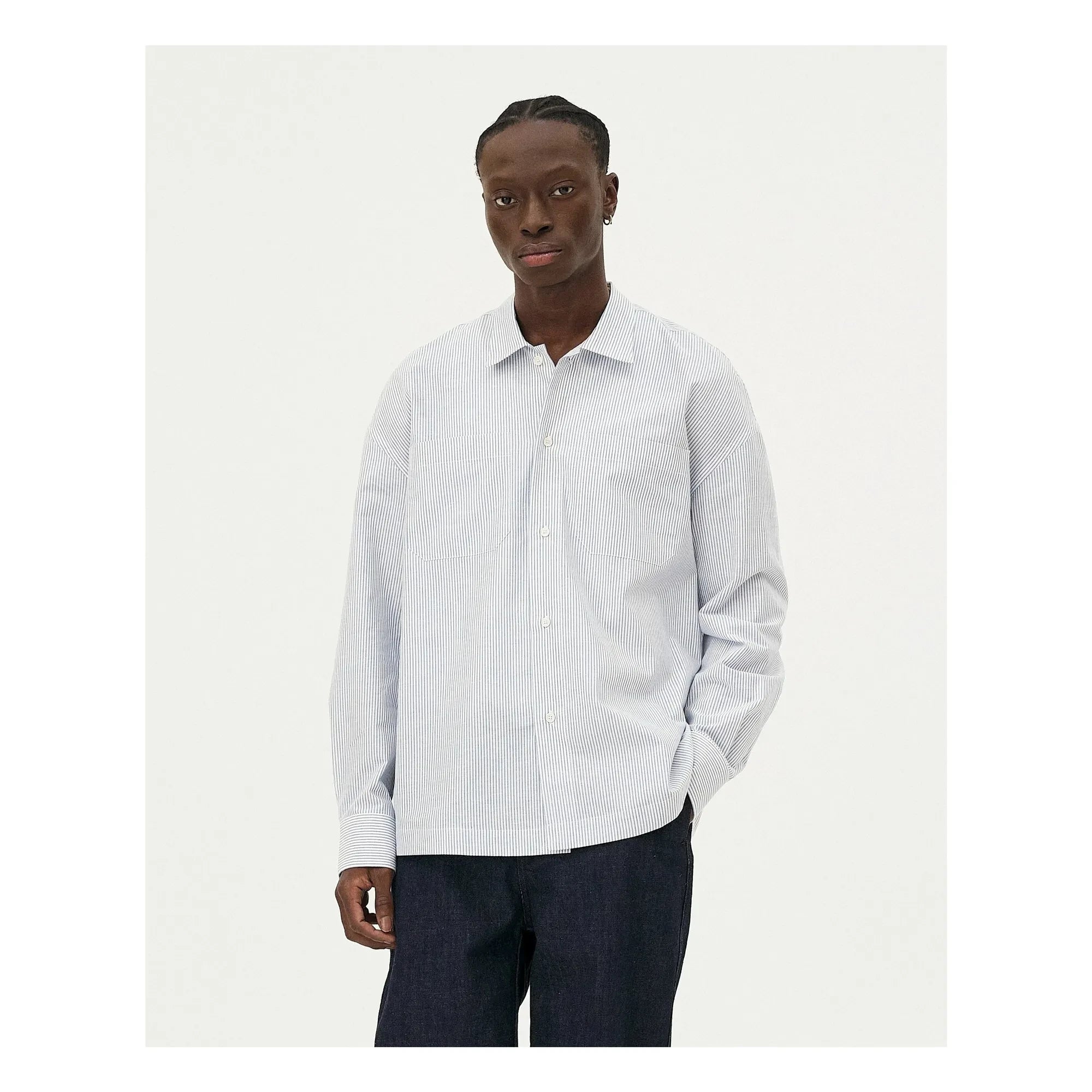 Noyoco - Bora Striped Organic Cotton Shirt | Light Blue