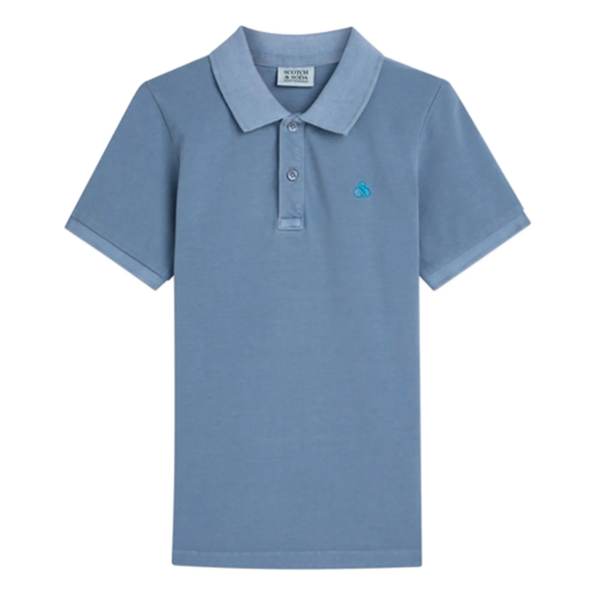 Scotch & Soda - Embroidered Logo Polo T-Shirt | Gray Blue