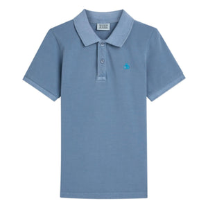 Scotch & Soda - Embroidered Logo Polo T-Shirt | Gray Blue