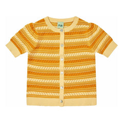 FUB - Organic Cotton Extra Fine Knit Short Sleeve Cardigan | Pale Yellow