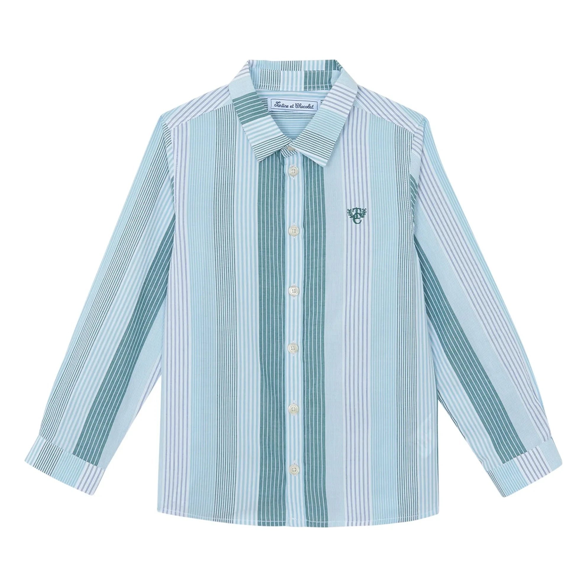 Tartine et Chocolat - Contrasting Striped Shirt | Green Water