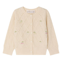 Bonpoint - Lysandra Cherries Wool Cardigan | Cream