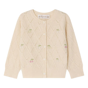 Bonpoint - Lysandra Cherries Wool Cardigan | Cream