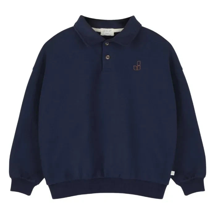 Jenest - Cameron organic cotton polo collar sweatshirt | Navy
