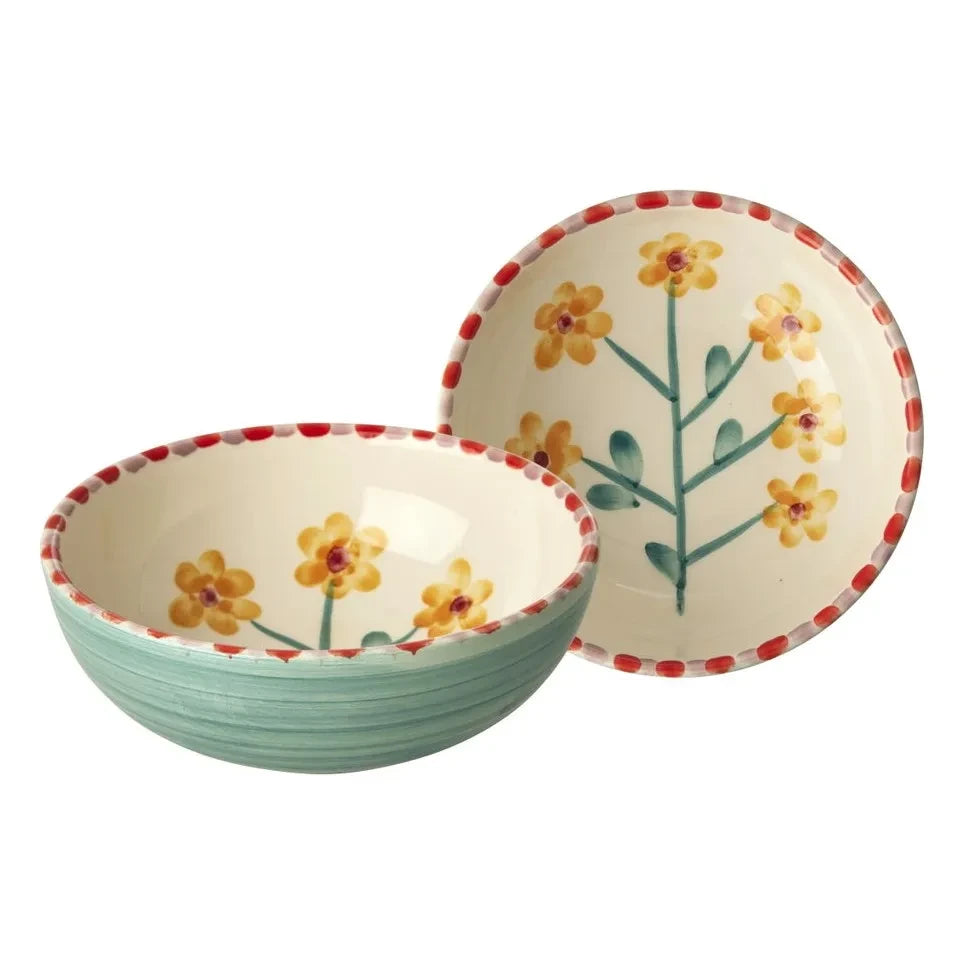 Rice - Floral Ceramic Bowl | Green Water