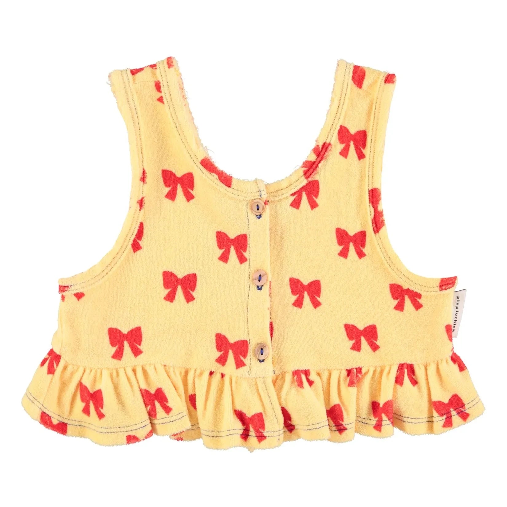 Piupiuchick - Organic Terry Knotted Crop Top | Yellow