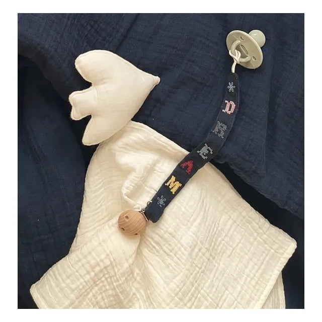 Editions Aimable - Auguste pacifier clip | Night Blue Muslin