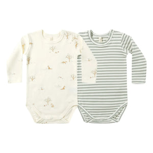 Quincy Mae - Set of 2 Organic Cotton Fox Bodysuits | Ivory