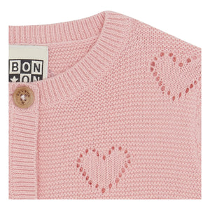 Bonton - Lilet Coe Heart Cardigan | Dusty Pink