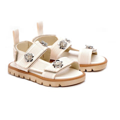 Pèpè - Floral Double Striped Sandals | White