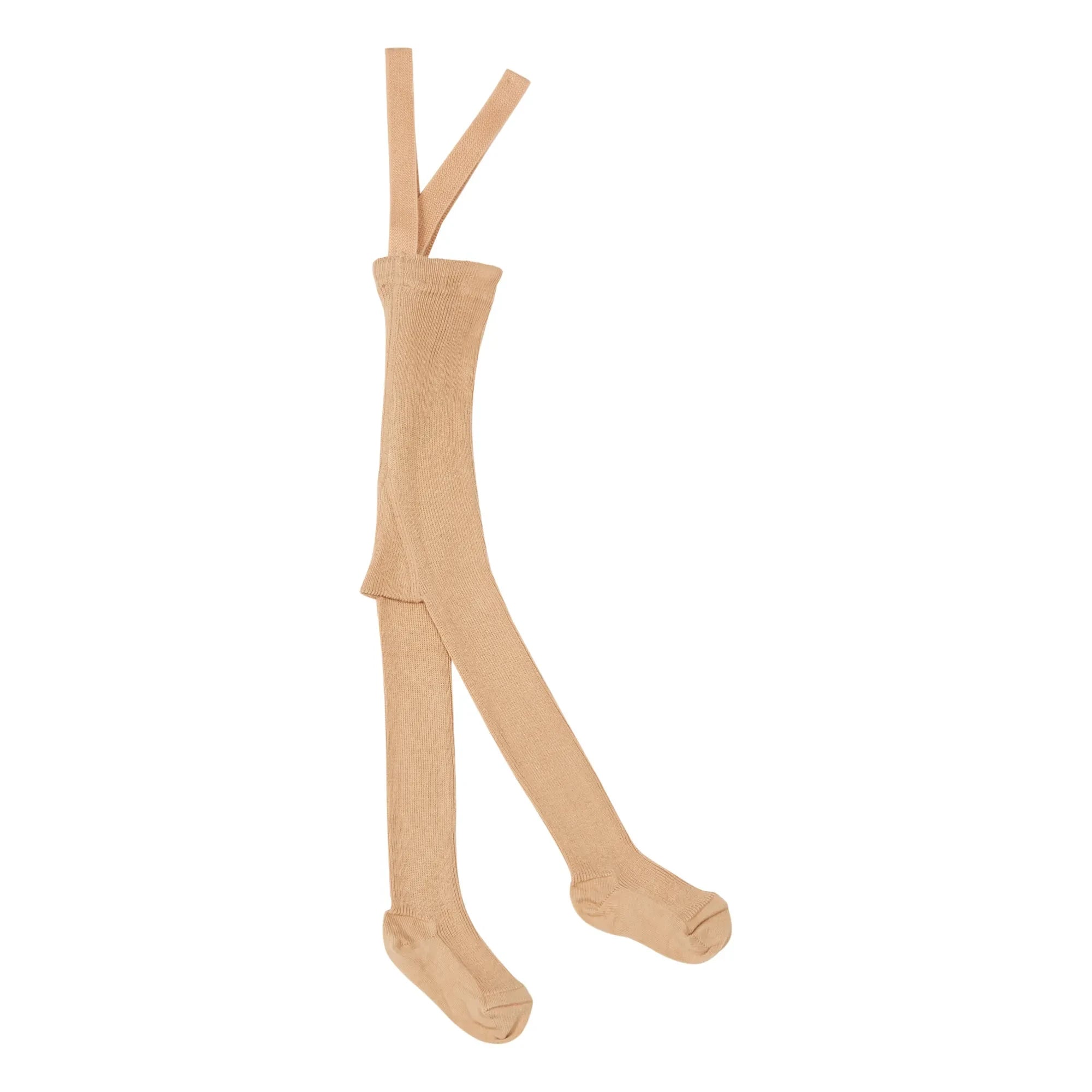 Silly Silas - Organic Cotton Striped Suspender Tights | Frosted Brown