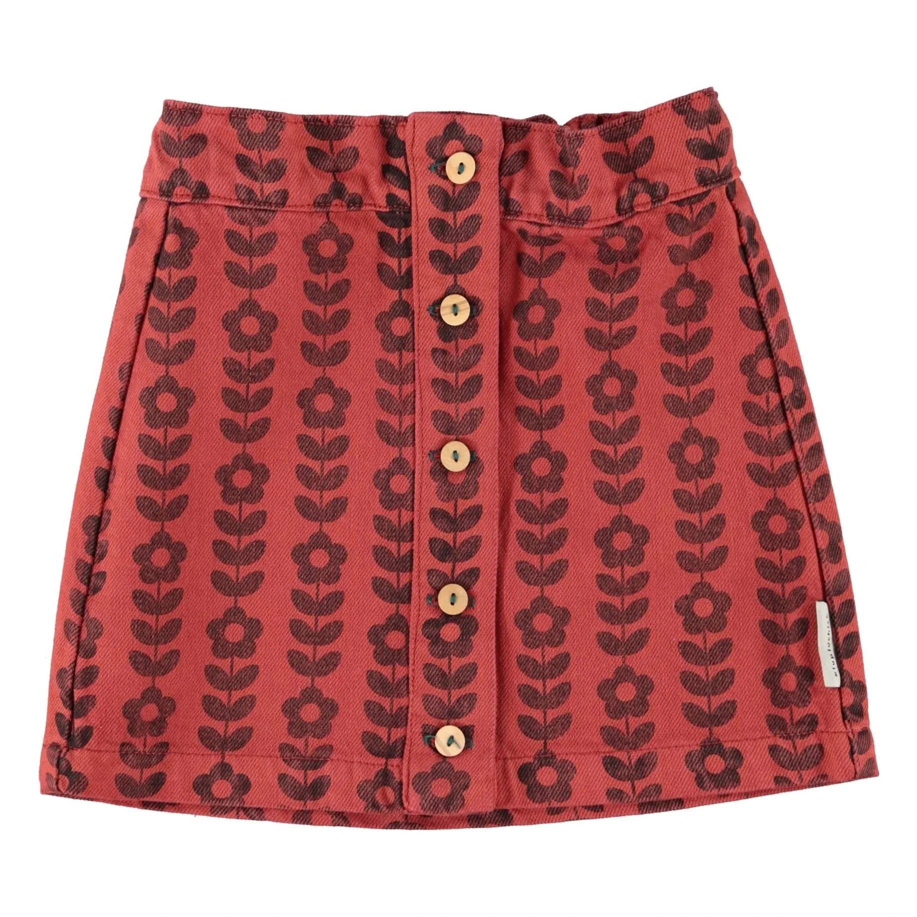 Piupiuchick - Organic Cotton Floral Skirt | Burgundy