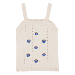 birinit - Embroidered Fine Knit Top | Ivory
