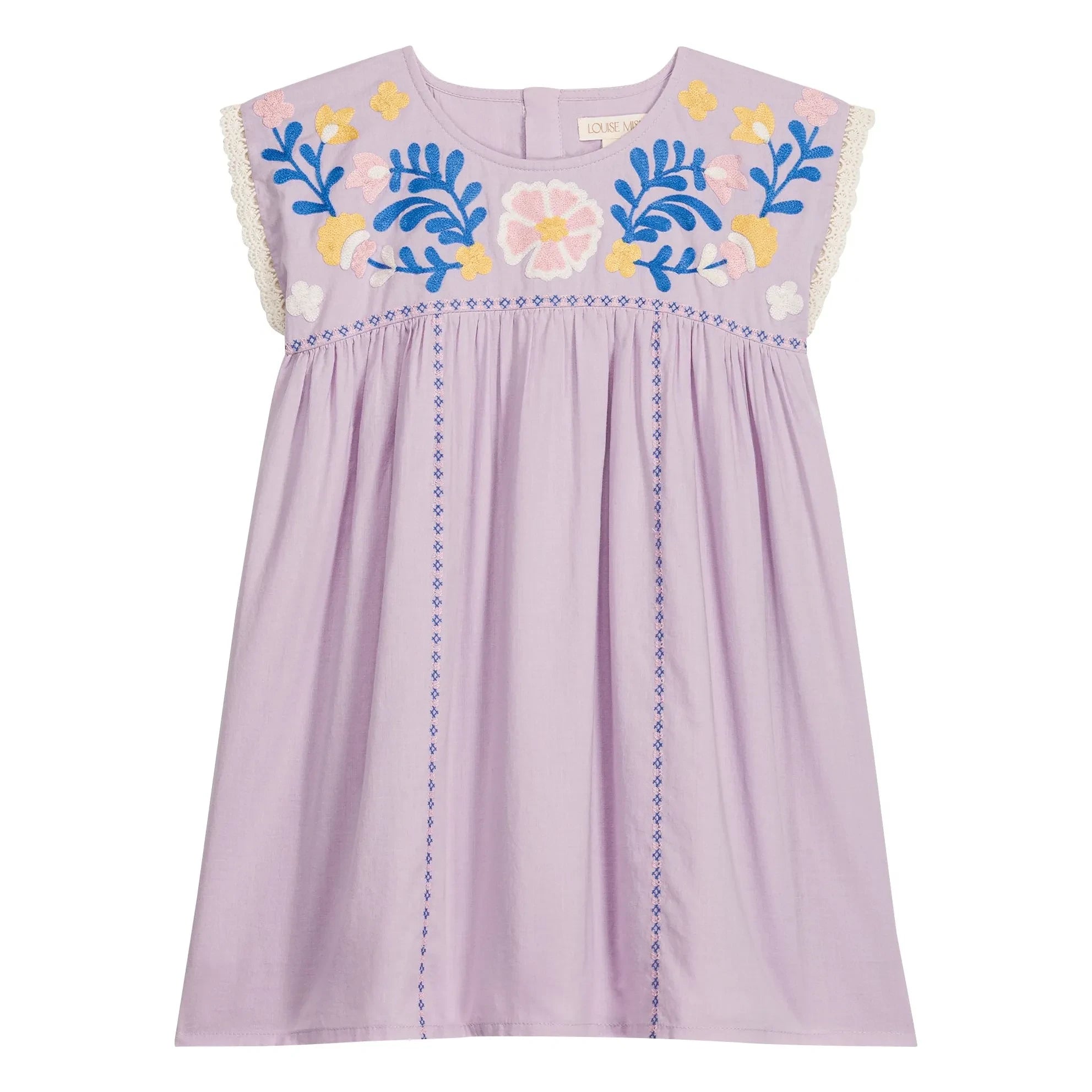 Louise Misha - Talula Embroidered Dress Organic Cotton | Light Purple