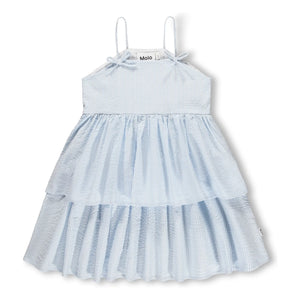 Molo - Striped Chelsea Ruffle Dress Organic cotton | Light blue