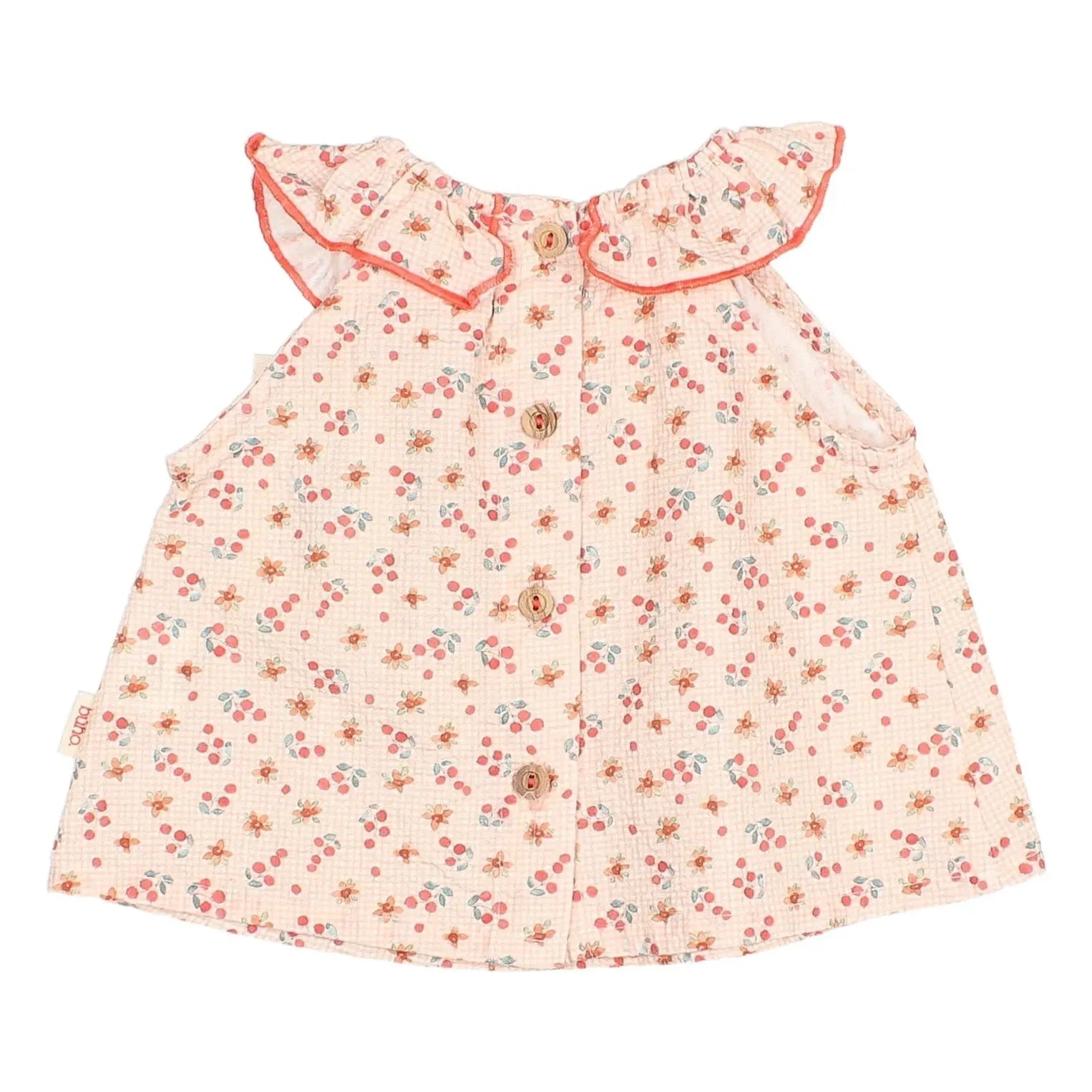 Búho - Floral Seersucker Baby Blouse | Peach