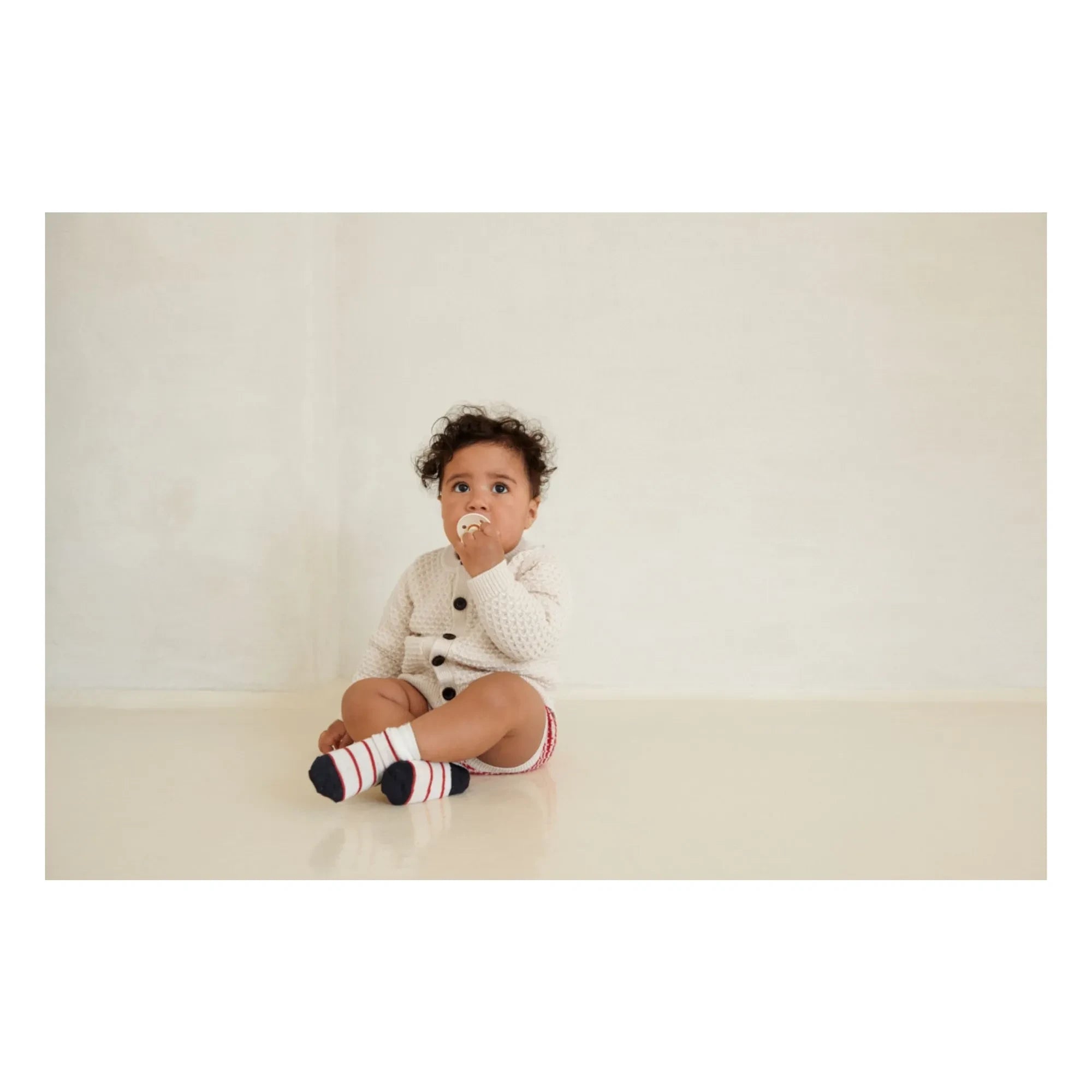 FUB - Baby Merino Wool Textured Cardigan | Ecru