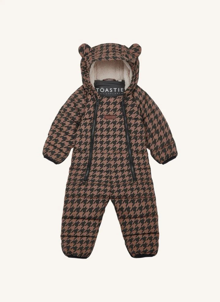 Töastie - Waterproof Houndstooth Cloud Jacket Made from Recycled Fibers | Brown