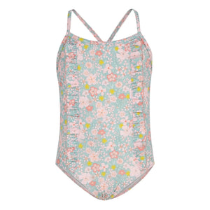 Petit Bateau - Floral Ruffle Swimsuit | Turquoise