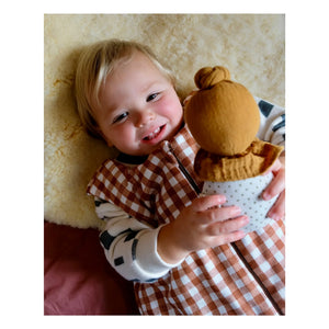 Tante Reine - Vichy organic cotton footed sleeping bag | Caramel
