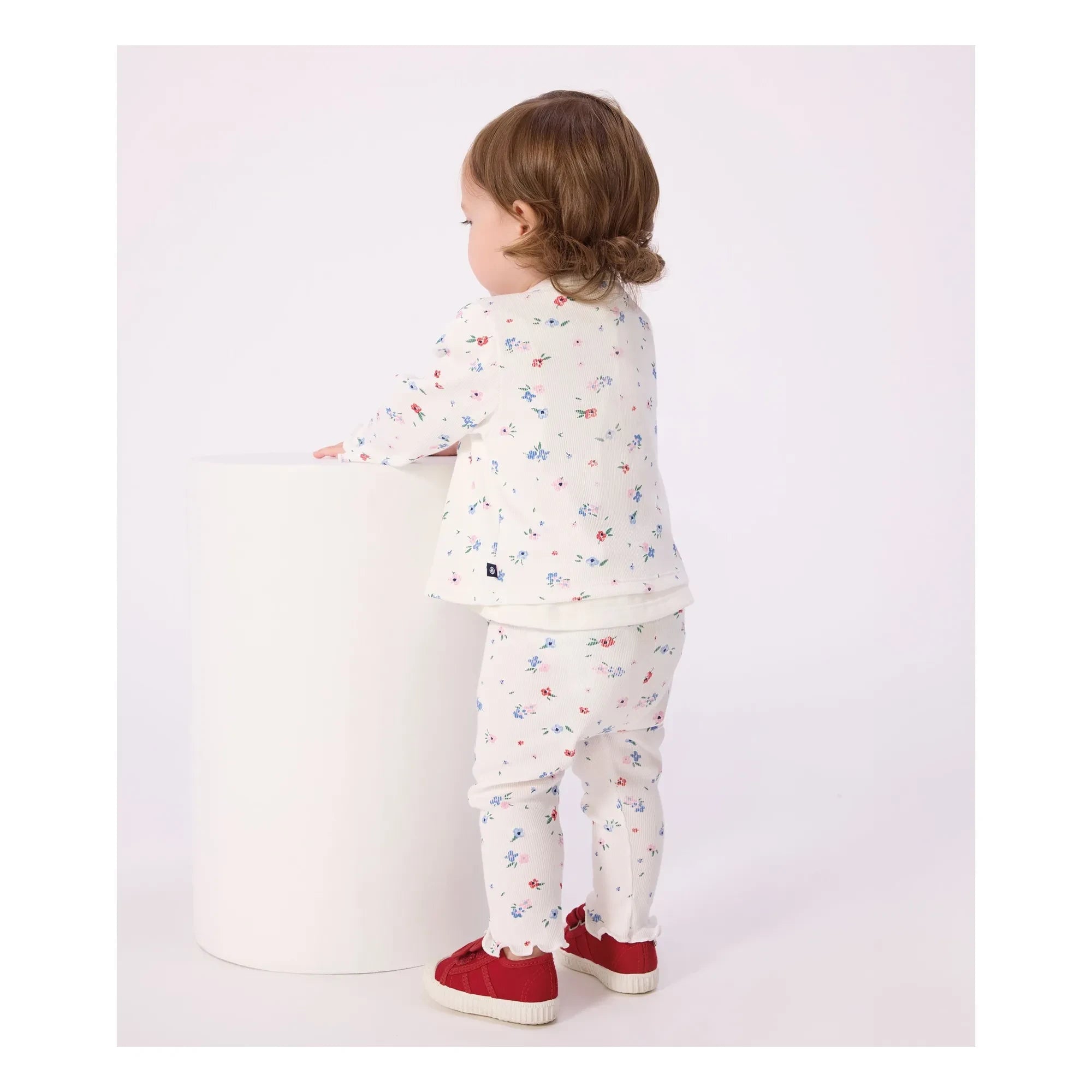 Petit Bateau - Floral Pattern Ribbed Leggings | White