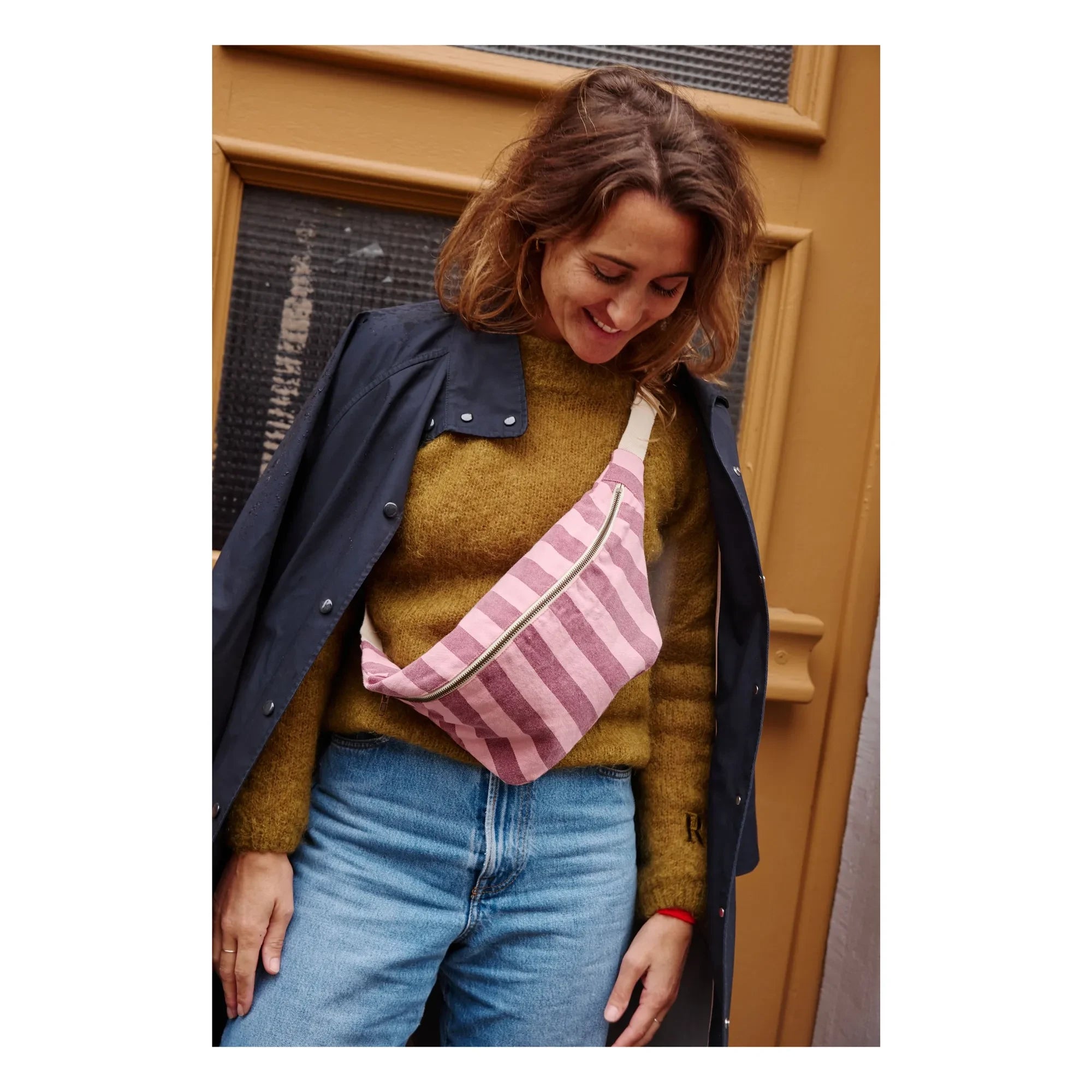 Rose in April - Striped Waist Bag | Pink