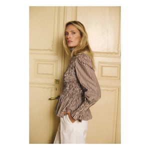 Maria de la Orden - Striped Blouse Aleria Cotton | Brown